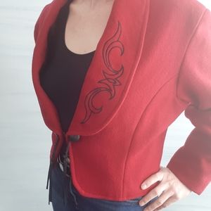 Vintage Western Embroidered Wool Bolero Jacket